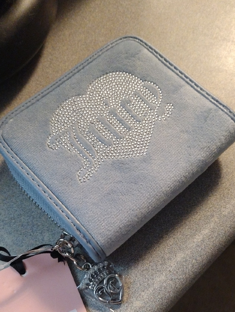 Juicy Couture Velour Blue Wallet With Charm